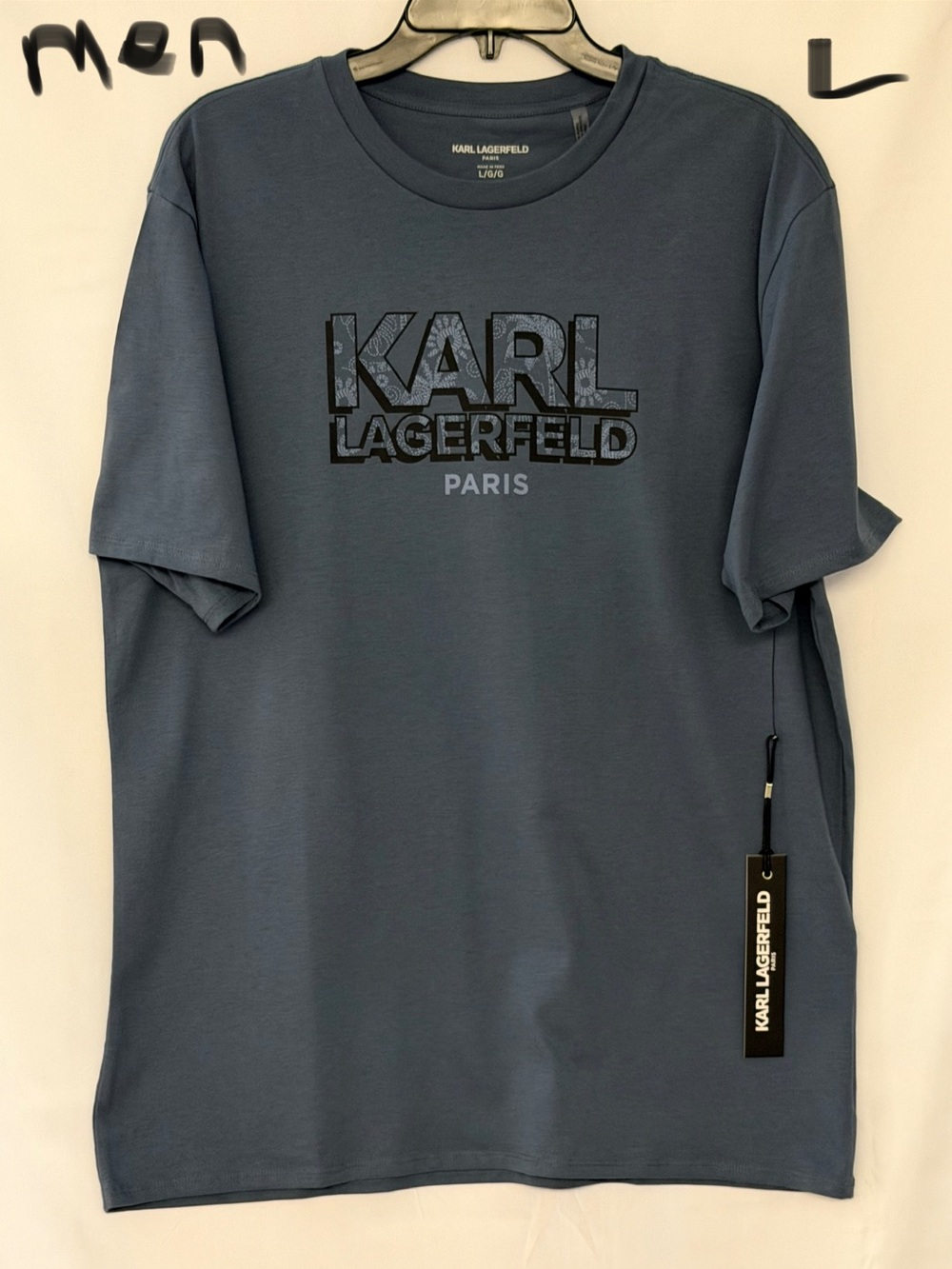 Karl Lagerfeld Slate Blue Logo Graphic Short-Sleeve Tee